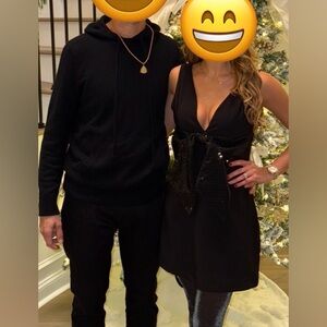 Elegant Black Dress with Bow Detail